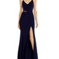 Aqua Women's V-Neck Side Illusion Gown Exclusive Blue Size 12