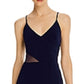 Aqua Women's V-Neck Side Illusion Gown Exclusive Blue Size 12