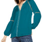 INC International Concepts Women's Grommet-Trim Peasant Blouse Green Size Large