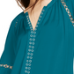 INC International Concepts Women's Grommet-Trim Peasant Blouse Green Size Large