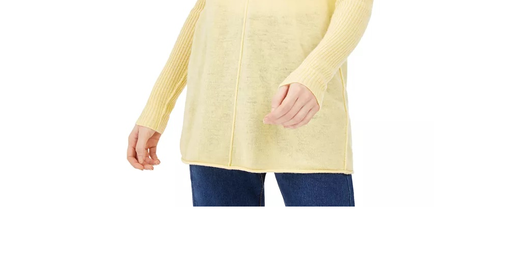 INC International Concepts Women's Ribbed Long-Sleeve Tunic Sweater Yellow Size Small
