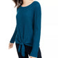 INC International Concepts Women's Ribbed Knotted Sweater Turquoise Size Large