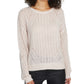 Sanctuary Women's Open Stitch Ribbed Trim Pullover Sweater Pink Size Medium