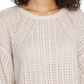 Sanctuary Women's Open Stitch Ribbed Trim Pullover Sweater Pink Size Medium