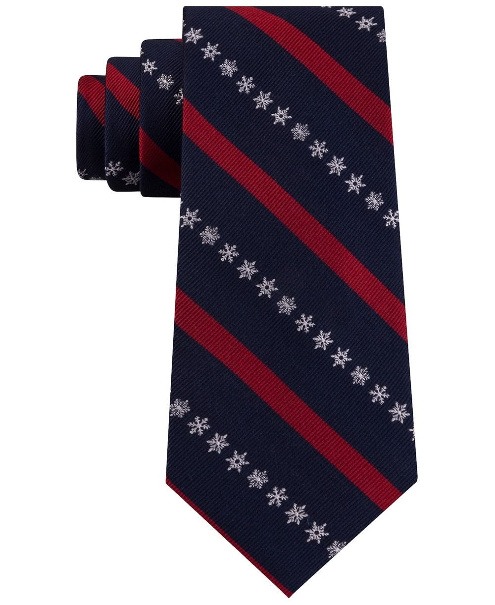 Tommy Hilfiger Men's Snowflake Stripe Tie Red Size Regular