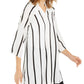 Alfani Women's Striped Roll Tab Tunic White Size Medium