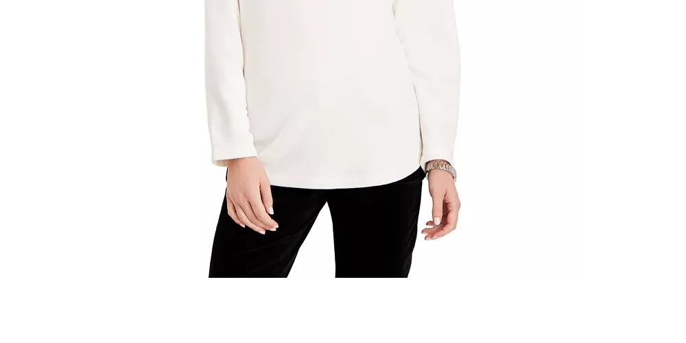 Karen Scott Women's Petite Microfleece Top White Size Petite S