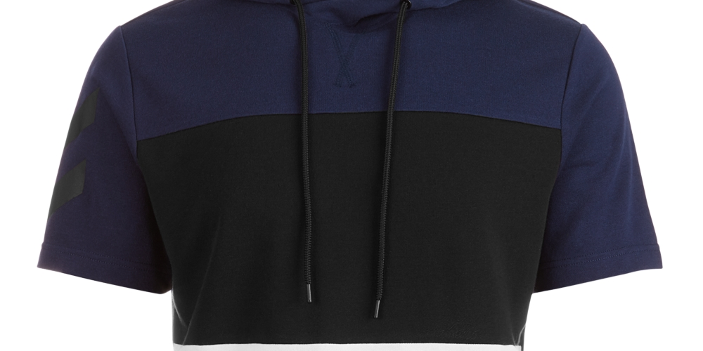 Id Ideology Men's Colorblocked Short-Sleeve Hoodie Blue Size Small