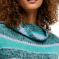 Free People Women's Striped Long Sleeve Turtle Neck Tunic Sweater Green/Purple Size X-Small