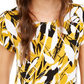 Alfani Women's Printed Round Hem T Shirt Yellow Size Petite Small
