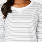 Karen Scott Women's Striped 3/4 Sleeve Sweatshirt  Gray Size PS