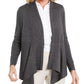 JM Collection Women's Ribbed Handkerchief-Hem Cardigan Grey-Size Medium