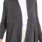 JM Collection Women's Ribbed Handkerchief-Hem Cardigan Grey-Size Medium