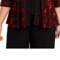 Alex Evenings Women's Embellished Jacket Floral Sleeveless Scoop Neck Evening Top Red Size 2X