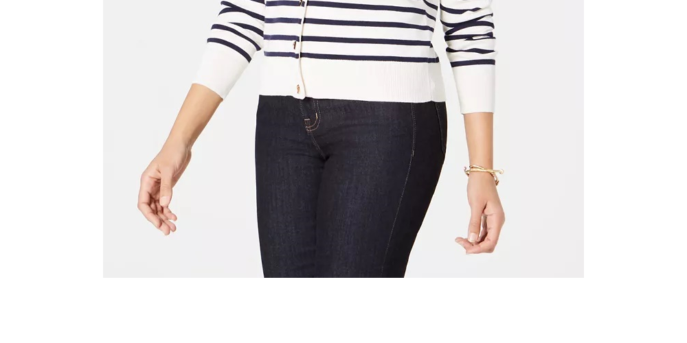 Charter Club Women's Petite Striped Toggle-Closure Cardigan White Size Petite L