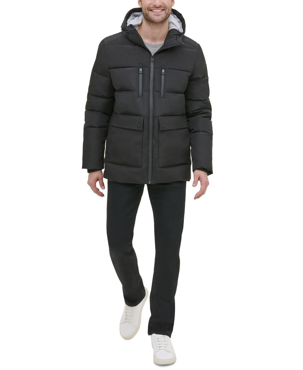 Kenneth Cole Men's Hooded Puffer Jacket Black Size Small