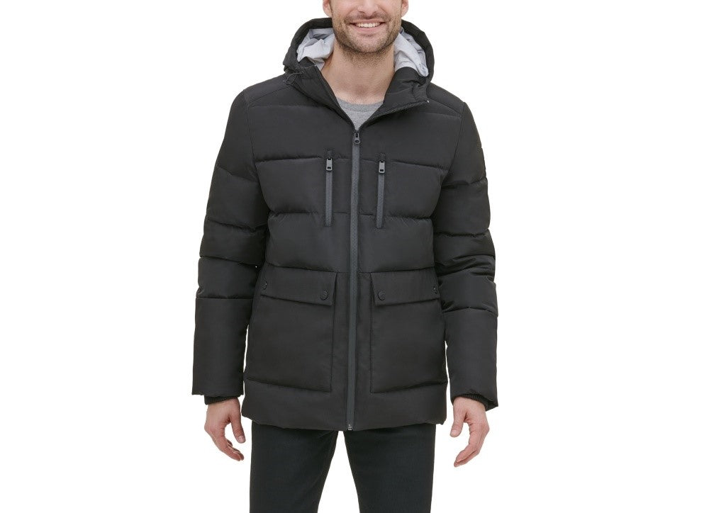 Kenneth Cole Men's Hooded Puffer Jacket Black Size Small