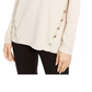 Alfani Women's Ribbed Embellished Pullover Sweater Beige Size Small