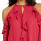 Thalia Sodi Women's Ruffle-Trim Cold-Shoulder Top Pink Size Large