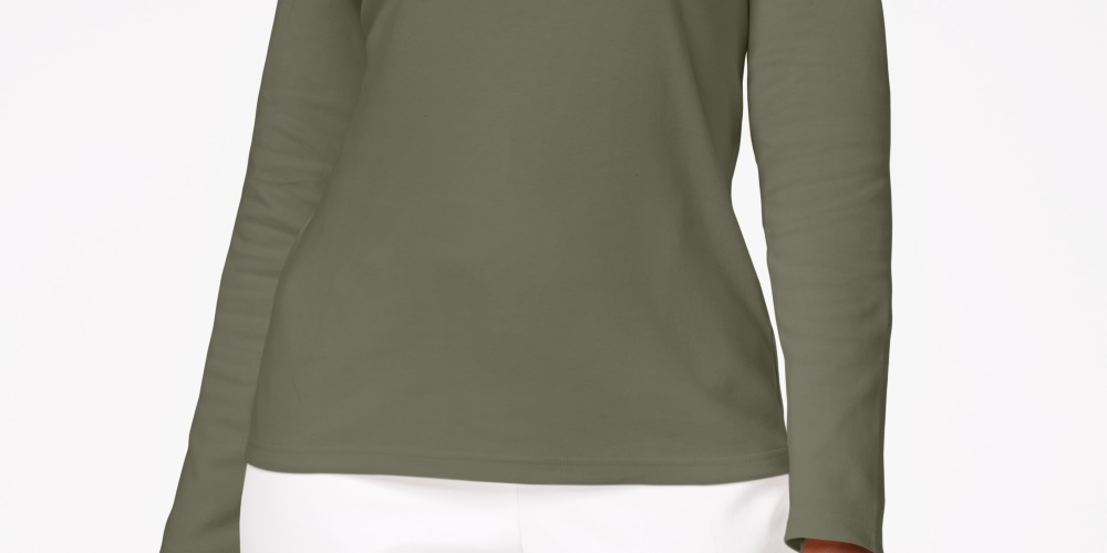 Karen Scott Women's Cotton Scoop-Neck Top Green Size X Small