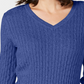 Karen Scott Women's Petite Cotton Cable-Knit Sweater Blue Size PXL