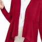JM Collection Women's Petite Mixed-Ribbed Flyaway Cardigan Red Size PS