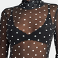 Rachel Roy Women's Val Turtleneck Mesh Top Black Size Small