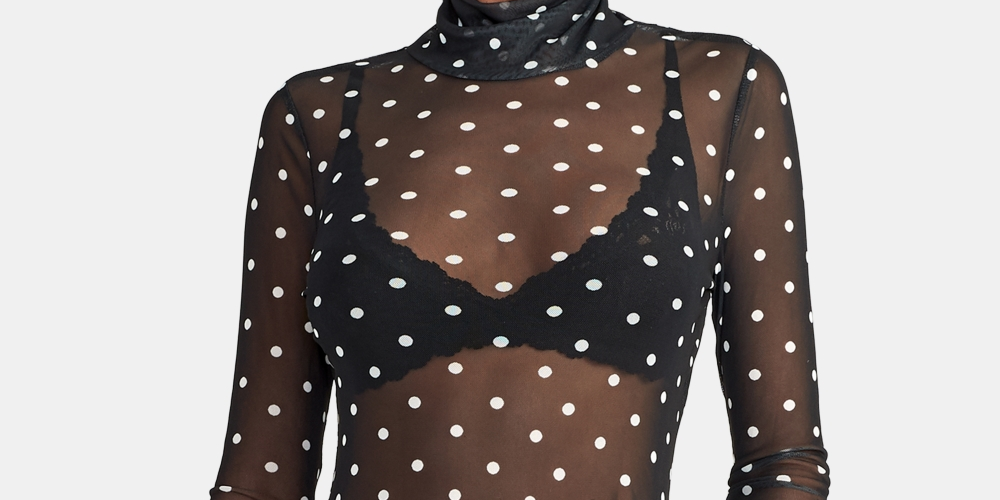 Rachel Roy Women's Val Turtleneck Mesh Top Black Size Small