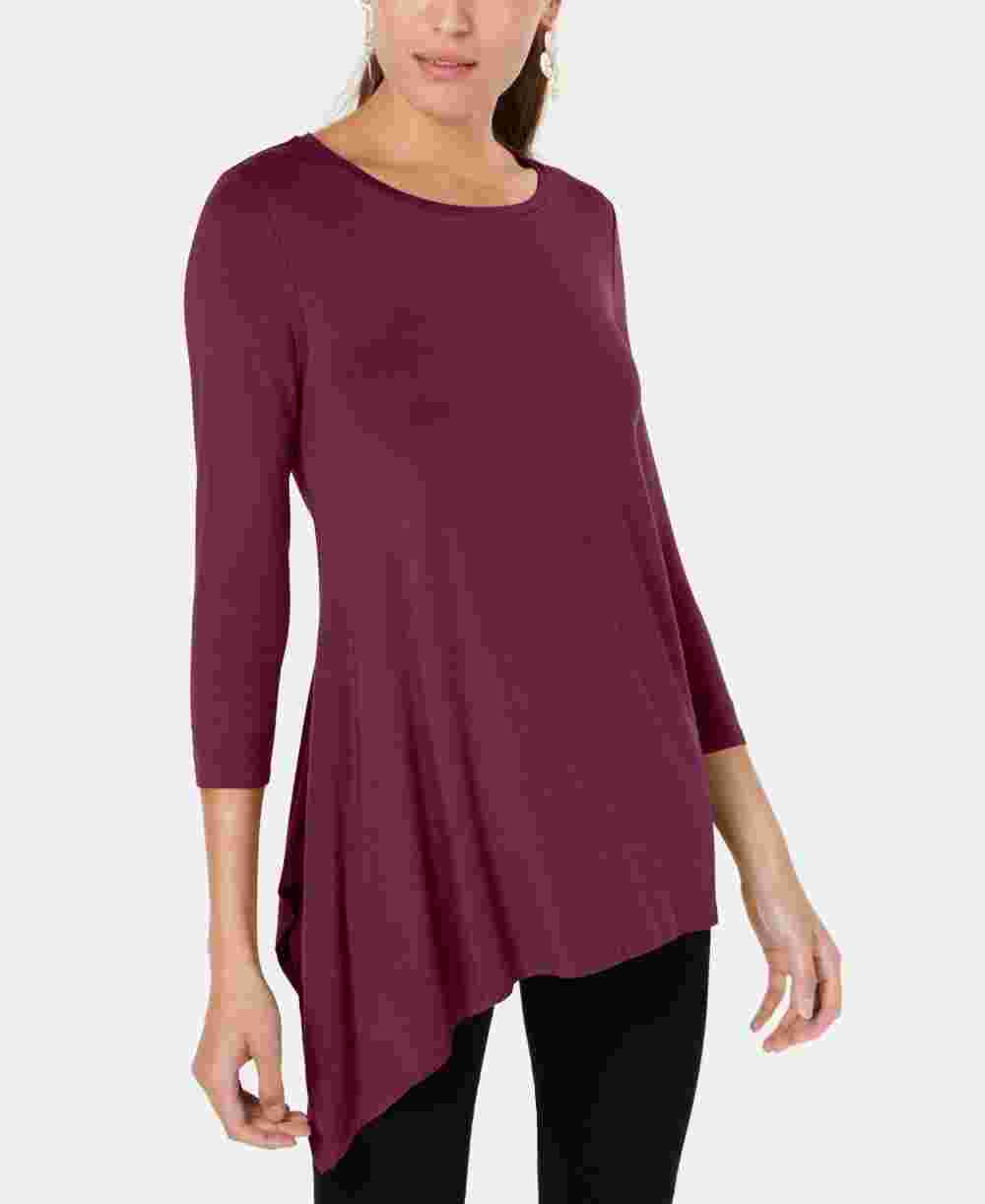 Alfani Women's Asymmetrical-Hem Top Red Size Large