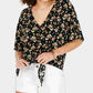 Ultra Flirt Juniors' Printed Tie-Front Top Black Size X-Small
