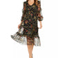 Taylor Women's Floral-Print Chiffon Midi Dress Black Size 6