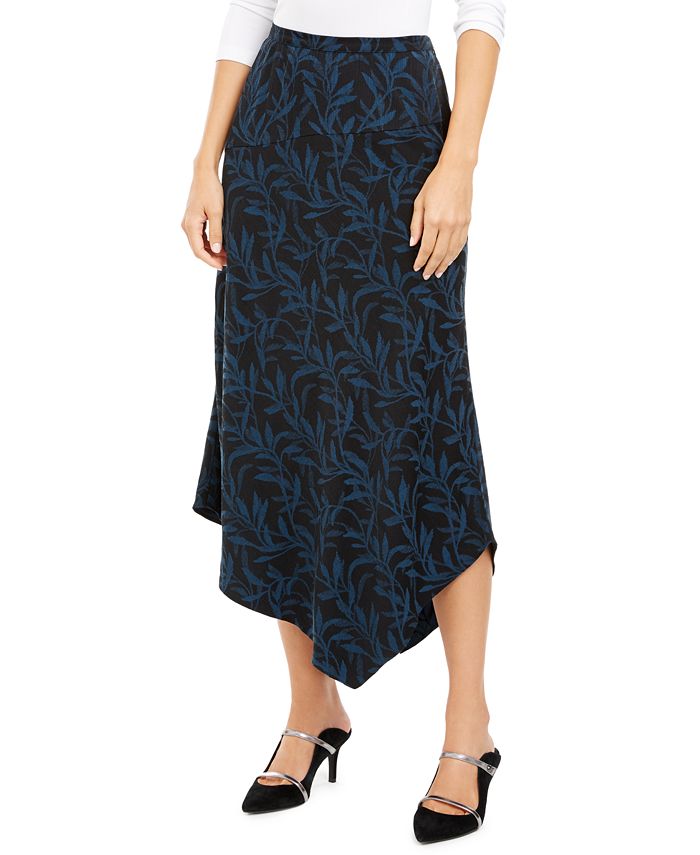 Alfani Women's Printed Asymmetrical MIDI Skirt Blue Size 14