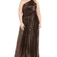 Calvin Klein Women's Plus One-Shoulder Metallic Gown Black Size 14W