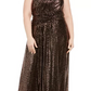 Calvin Klein Women's Plus One-Shoulder Metallic Gown Black Size 14W