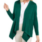 JM Collection Women's Ribbed Handkerchief-Hem Cardigan Green Size Small