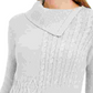 Charter Club Women's Petite Envelope-Neck Cable-Knit Sweater Gray Size Petite S