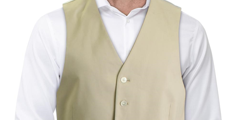 Ralph Lauren Mens Hitchcock Formal Professional Suit Vest Beige Size Large