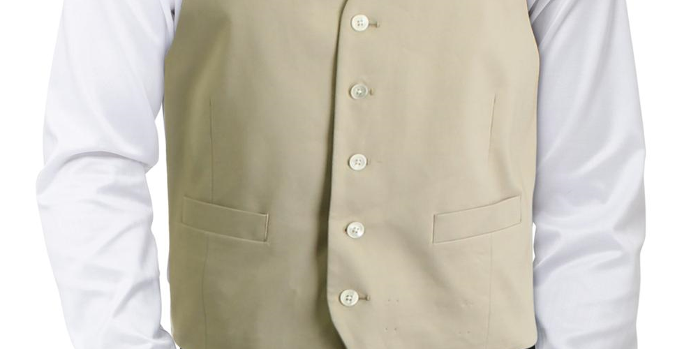 Ralph Lauren Mens Hitchcock Formal Professional Suit Vest Beige Size Large
