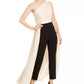 Adrianna Papell Women's Petite One-Shoulder Jumpsuit Beige Size 2 Petite