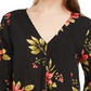Polly & Esther Juniors' Tie-Front Bell-Sleeve Top Black Size Large