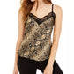 Say What? Juniors' Lace Trim Cami Black/golden Size Large