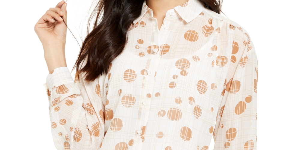 Alfani Women's Printed Blouse White Size Medium