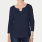 Karen Scott Women's Three-Quarter-Sleeve Top Blue Size Medium
