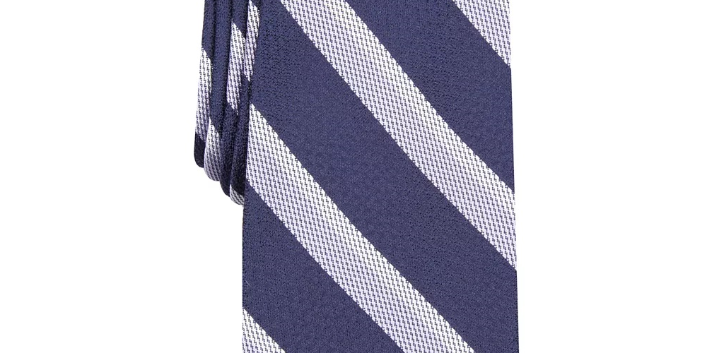 Tasso Elba Men's Fullerton Silk Striped Neck Tie Blue Size Regular