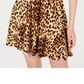 BCX Women's  Animal Print Short Sleeve V Neck Short Wrap Dress Dress Brown  Size Large
