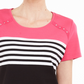 Karen Scott Women's Tara Colorblocked Stripes Rivet Top Pink Size Small