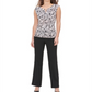 Calvin Klein Women's Animal Print Split Neck Blouse Pink Size XL