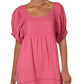 Free People Women's Elsie Pintuck Boho Tunic Top Pink Size Large