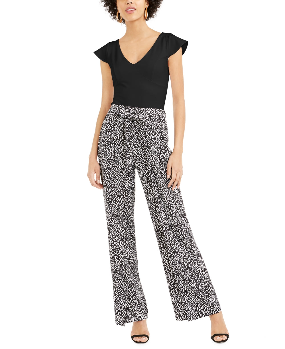 Bar III Women's V-Neck Flutter Cap-Sleeve Top Black Size X-Large