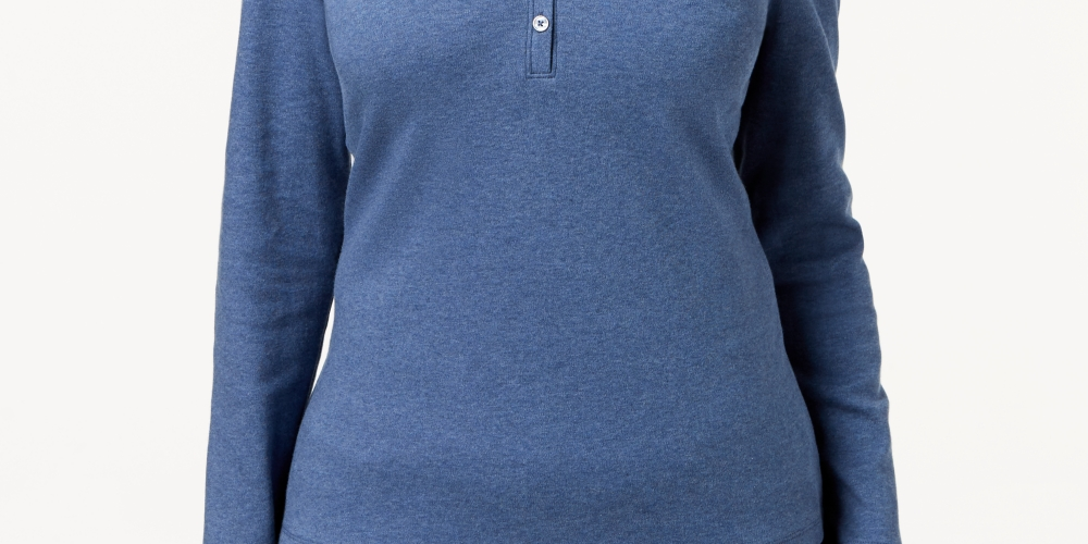 Karen Scott Women's Cotton Henley Top Blue Size XX-Large